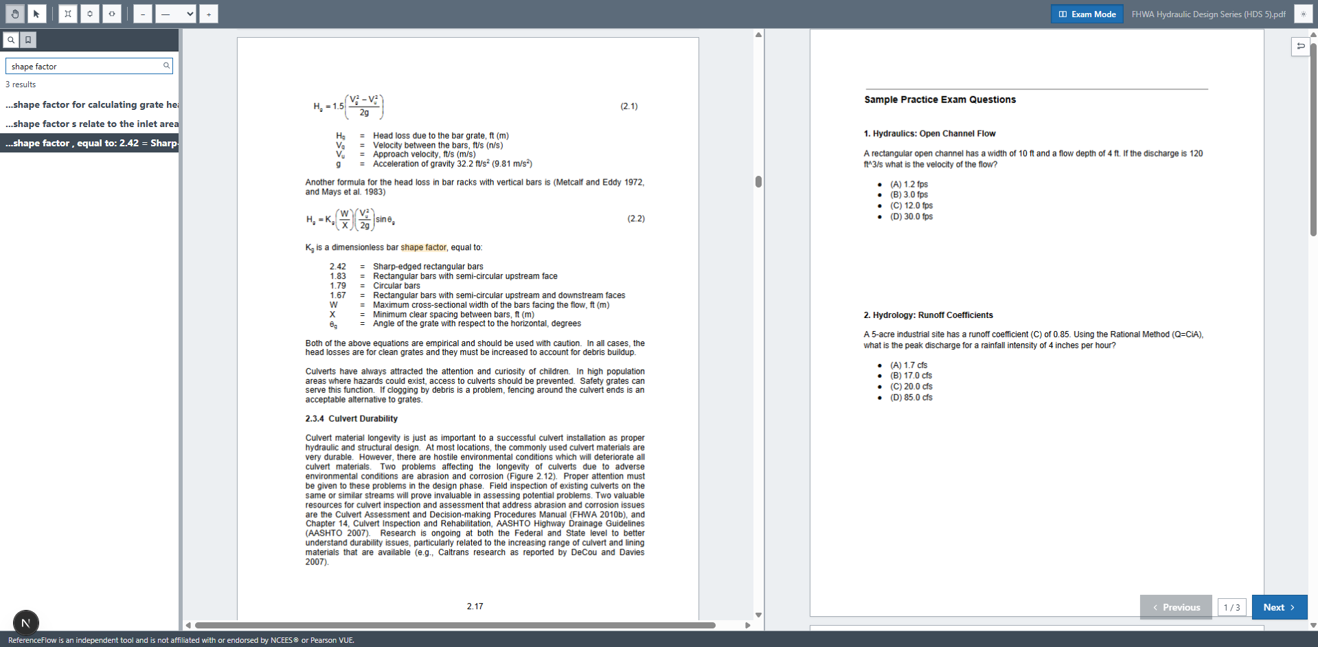ReferenceFlow PDF viewer — search panel and instant jump to results